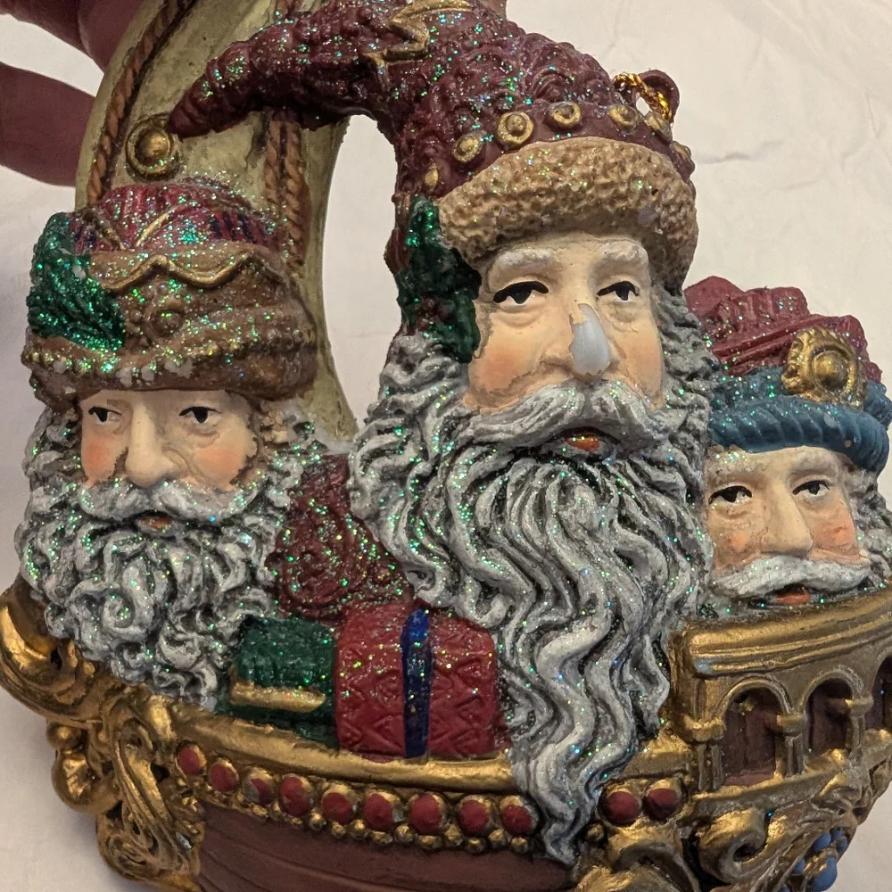 Vtg Santa Viking Ship Christmas Ornament 6 1/2